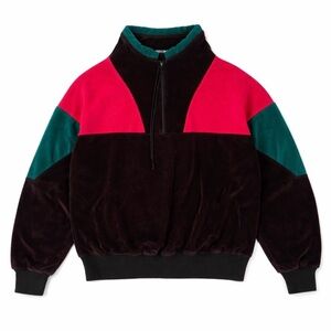 Vintage 1980s Tundra Canada Velour 1/4 Zip M Retro Ski Color Block